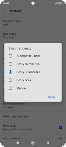 Press the required setting.