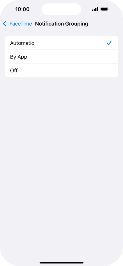 Press the required setting.