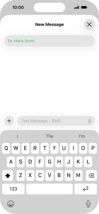 Press the microphone icon and say the required text.