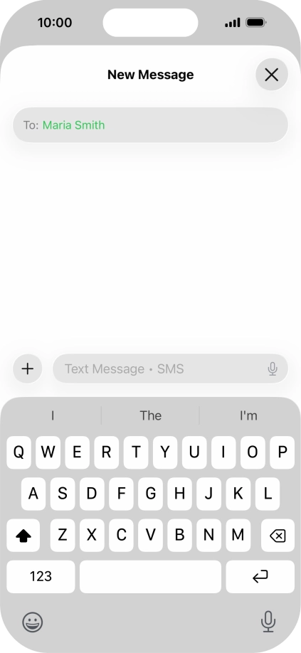 Press the microphone icon and say the required text.