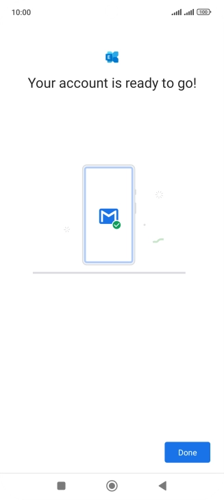If this screen is displayed, your email account has been recognised and is being set up automatically. Follow the instructions on the screen to key in more information and finish setting up your phone.