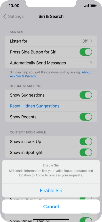 Press Enable Siri. Press Enable Siri.