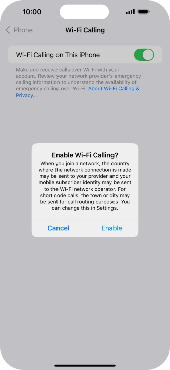 If you turn on the function, press Enable.