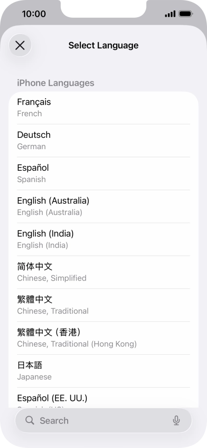 Press the required language.