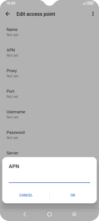 Key in wap.vodafone.co.uk and press OK.