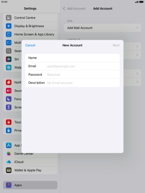 Press Email and key in your email address.