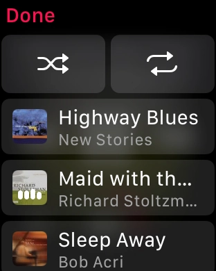 Press the shuffle icon to turn the function on or off. Press the shuffle icon to turn the function on or off.