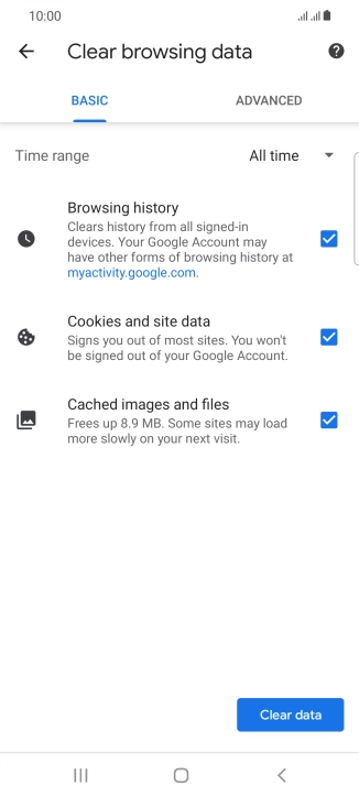 Press the fields next to the required data types. Press the fields next to the required data types.