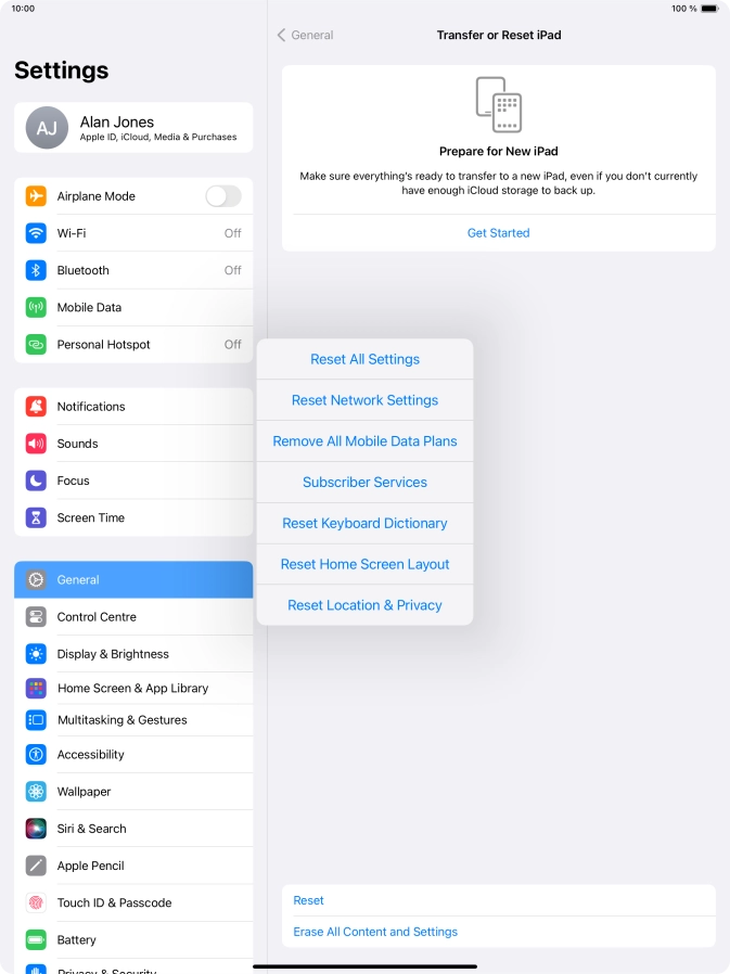 Press Reset All Settings.