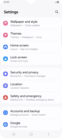 Press Security and privacy.