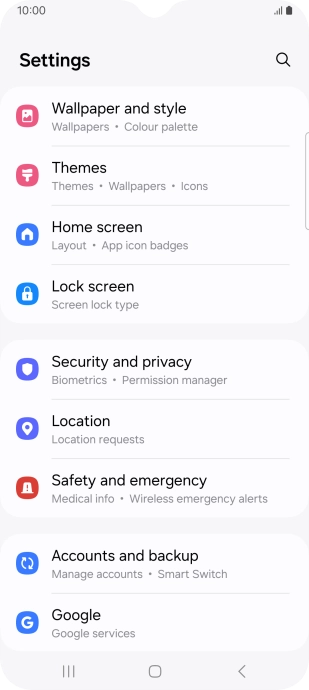 Press Security and privacy.