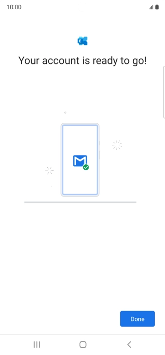 If this screen is displayed, your email account has been recognised and is being set up automatically. Follow the instructions on the screen to key in more information and finish setting up your phone.
