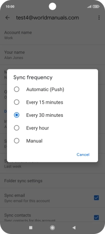 Press the required setting.