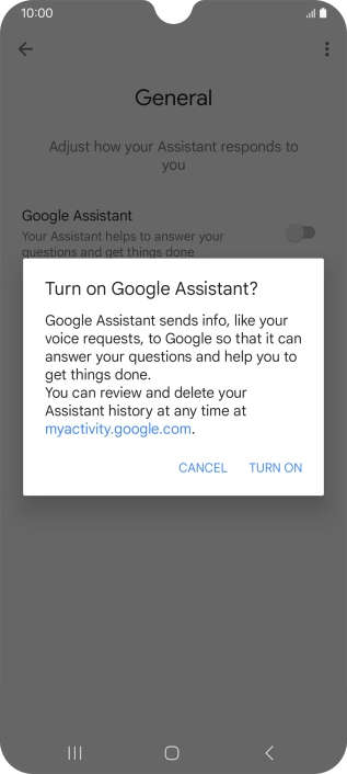 If you turn on the function, press TURN ON.