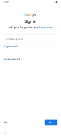 Press Email or phone and key in the username for your Google account. Press Email or phone and key in the username for your Google account.