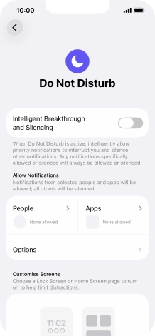 Press People and follow the instructions on the screen to select which contacts you would like to receive calls and notifications from when Do Not Disturb is turned on. Press People and follow the instructions on the screen to select which contacts you would like to receive calls and notifications from when Do Not Disturb is turned on.