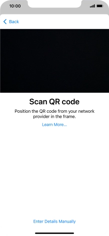 Place the QR code you've received inside the phone camera frame to scan the code. If you’ve deleted your eSIM, you can re-add it using your existing QR code. If you’re having problems, see our FAQ.