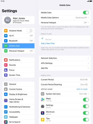 Press Mobile Data Options.
