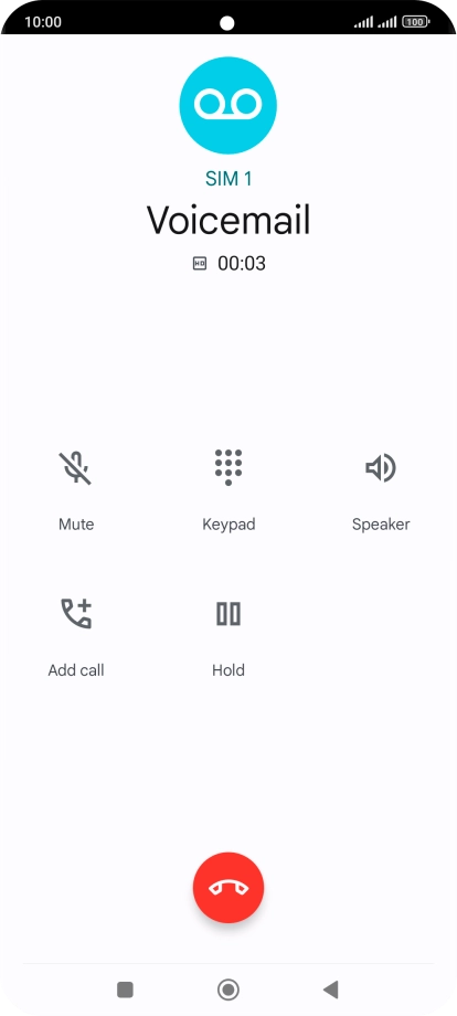 Press the end call icon. Press the end call icon.