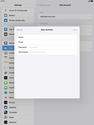 Press Password and key in the password for your email account. Press Password and key in the password for your email account.
