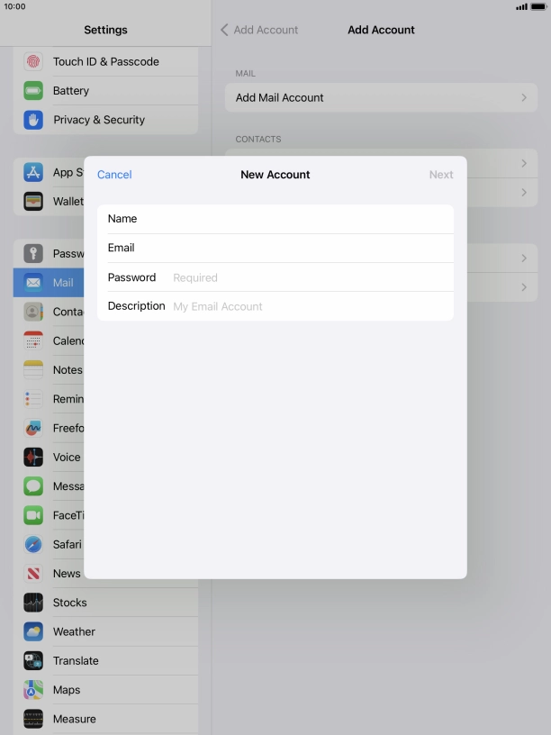 Press Password and key in the password for your email account. Press Password and key in the password for your email account.