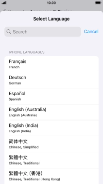 Press the required language.