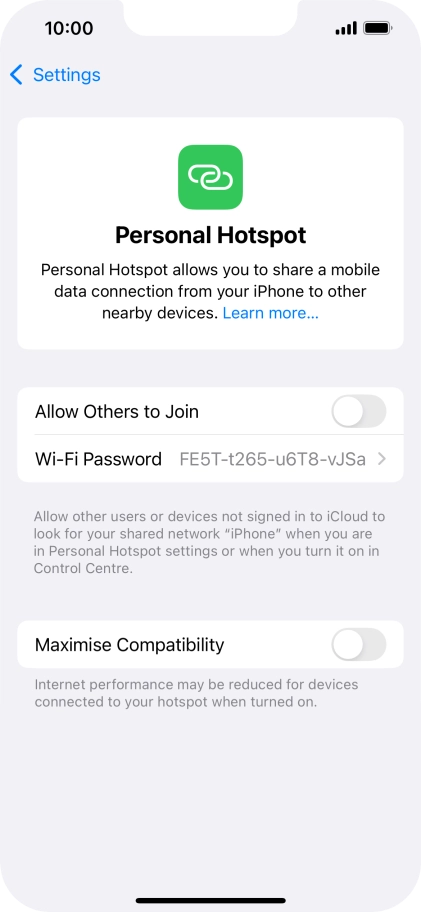 Press Wi-Fi Password and key in the required password.
