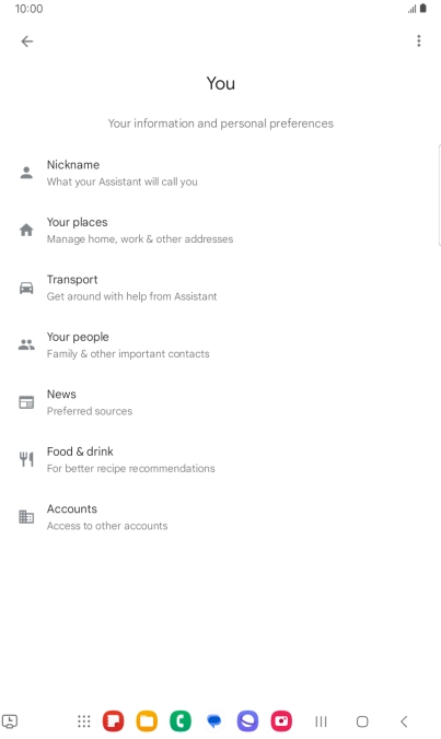 Press Nickname and follow the instructions on the screen to select tablet owner settings.