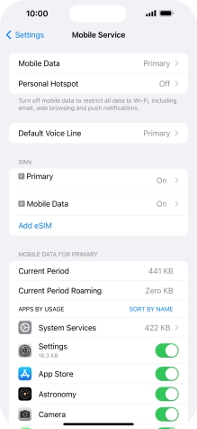 Press the required eSIM below 