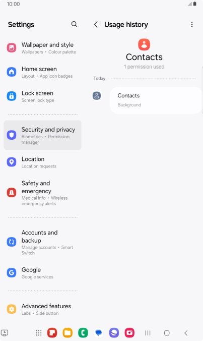 The app activity for the selected app is displayed. The app activity for the selected app is displayed.