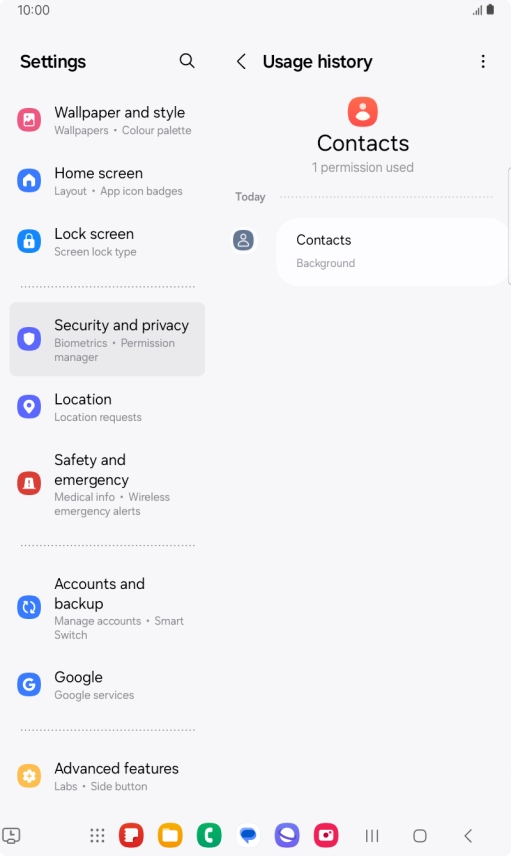 The app activity for the selected app is displayed. The app activity for the selected app is displayed.
