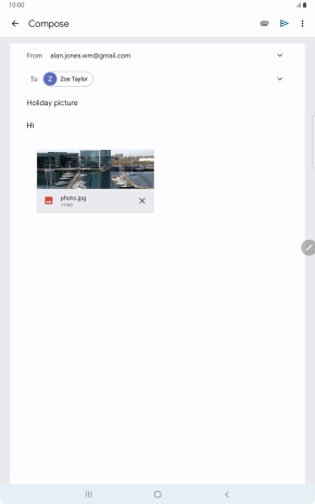 Press the send icon when you've finished your email message. Press the send icon when you've finished your email message.