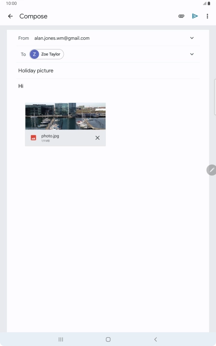 Press the send icon when you've finished your email message. Press the send icon when you've finished your email message.