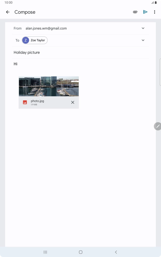 Press the send icon when you've finished your email message. Press the send icon when you've finished your email message.