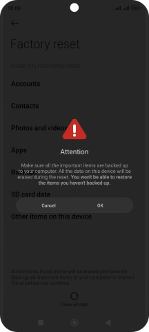 Press OK. Wait a moment while the factory default settings are restored. Follow the instructions on the screen to set up your phone and prepare it for use. Press OK. Wait a moment while the factory default settings are restored. Follow the instructions on the screen to set up your phone and prepare it for use.