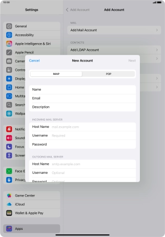 Press IMAP.