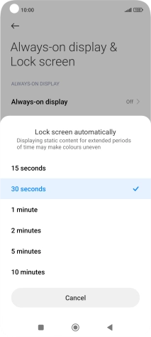 Press the required setting. Press the required setting.
