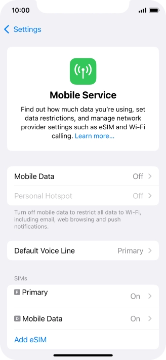 Press Mobile Data.