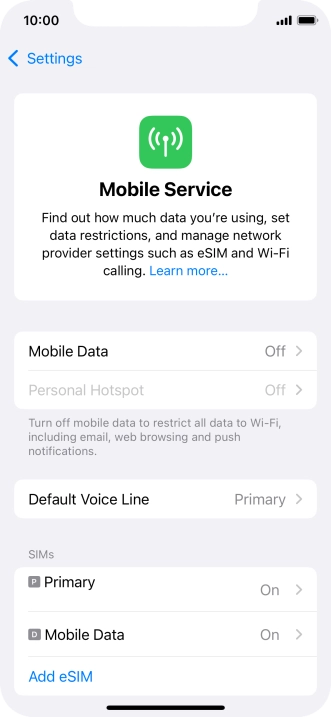 Press Mobile Data.