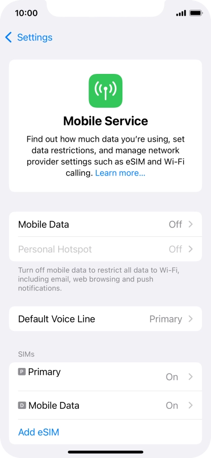 Press Mobile Data.