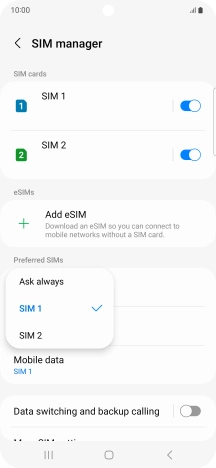 Press the required setting. Press the required setting.