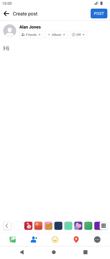 Write the required text and press POST. Write the required text and press POST.