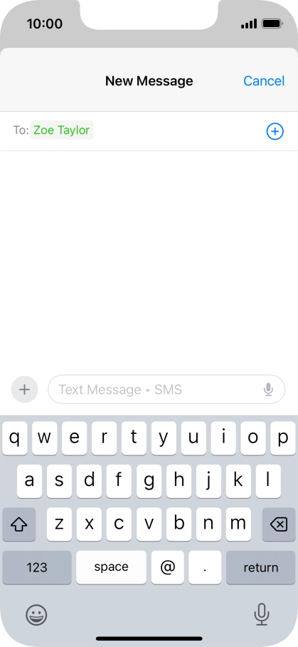 Press the text input field and write the text for your text message. Press the text input field and write the text for your text message.