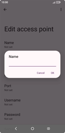 Key in Vodafone Internet and press OK.