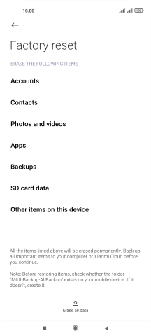 Press Erase all data. Press Erase all data.