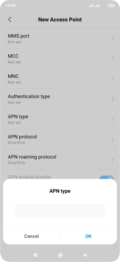 Key in default and press OK. Key in default and press OK.