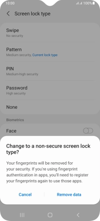 Press Remove data.