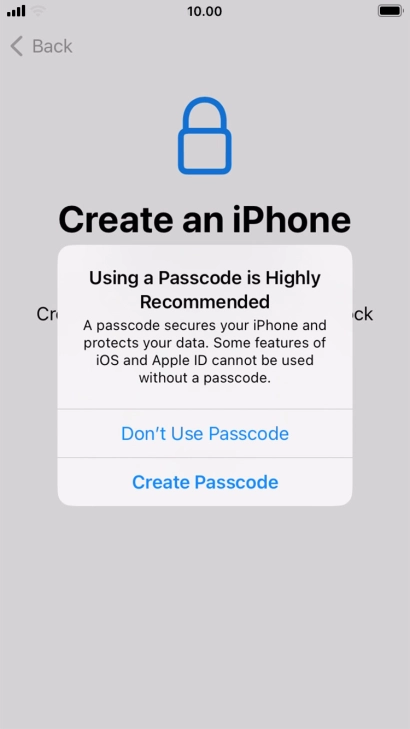 If you turn off the function, press Don't Use Passcode.
