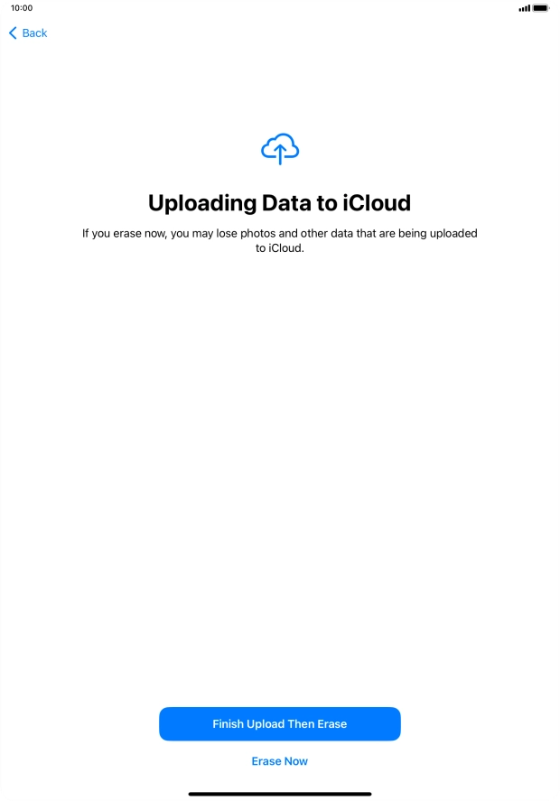 Press the required setting. Press the required setting.