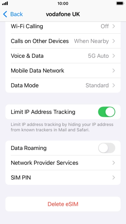 Press Delete eSIM and follow the instructions on the screen to delete your eSIM.
